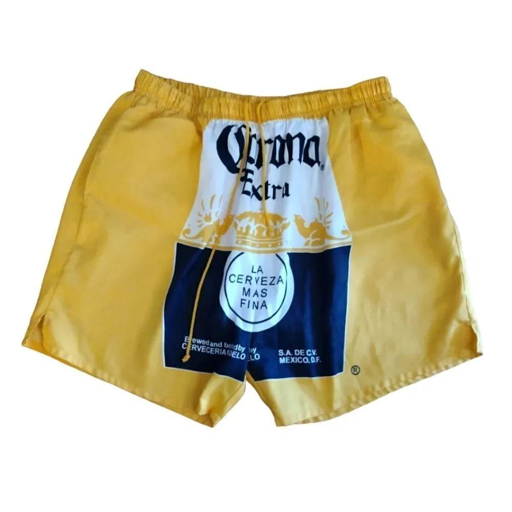 VTG 90s Corona Extra Beer Dbl Sided Print Swim Shorts Men's XL Calhaun Sportswea